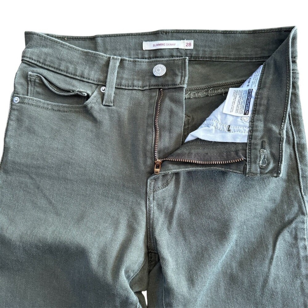 Levi’s Slimming Skinny Jeans Stretch Olive Green Women's Size 28 - Picture 3 of 10